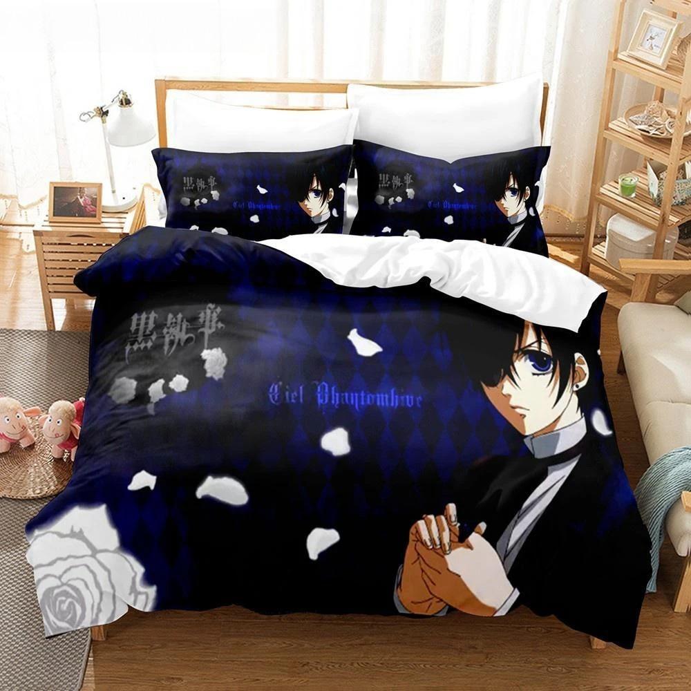 Nuevo Anime Black Butler Ropa de Cama Genial Sebastian Ciel Dakimakura Juego de Ropa de Cama Funda de Edredón para Adultos Individual Doble Cubierta de Cama de Microfibra