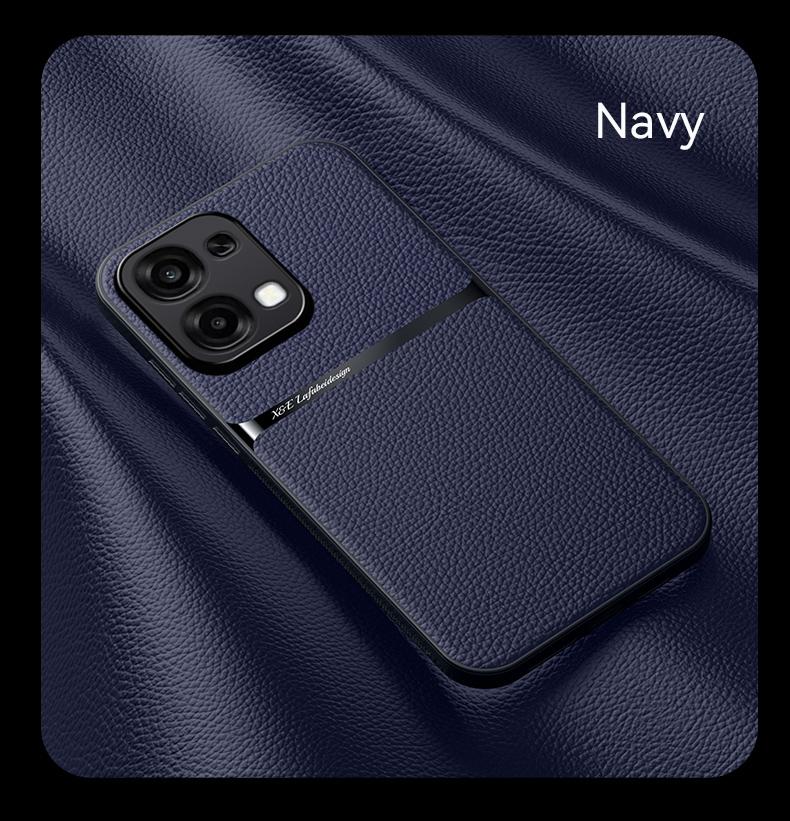 För OPPO A6 A6 Pro läderstruktur, inbyggt magnetiskt TPU mjukt anti-dropp anti-fingeravtryck mobilskal