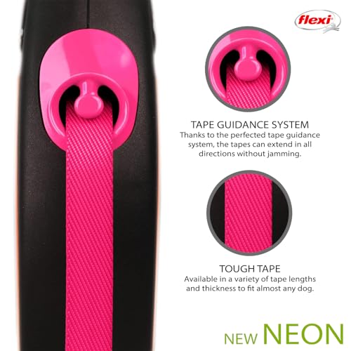 Flexi New Neon Einziehbare Leine, Bandtyp, Klein, 5 m, Pink [Offizielles japanisches Produkt]