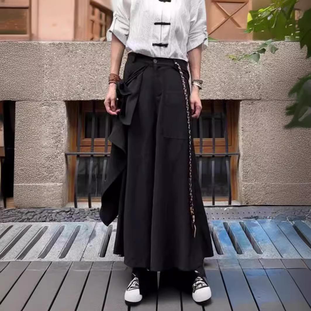 

Japanese Retro Yamamoto-Style Asymmetric Layered Skirt Pants - Androgynous Wide-Leg Design XXL