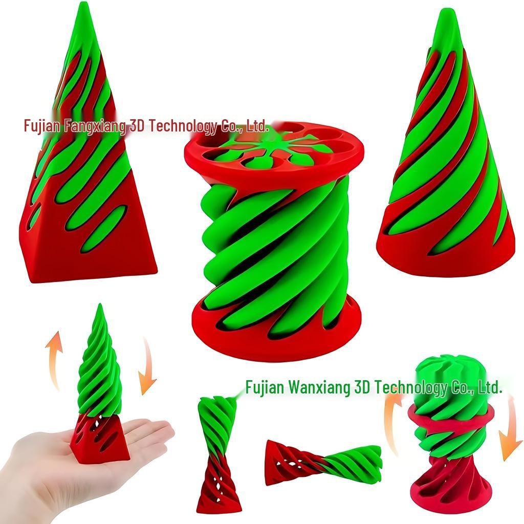 3D Printed Spiral Cone Pyramid Decompression Toy Sculpture - Creative Educational Gift