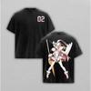 T-shirt Unisexe Vintage Lavé Style Harajuku Imprimé Avec Zero Two De DARLING in the FRANXX T-shirt