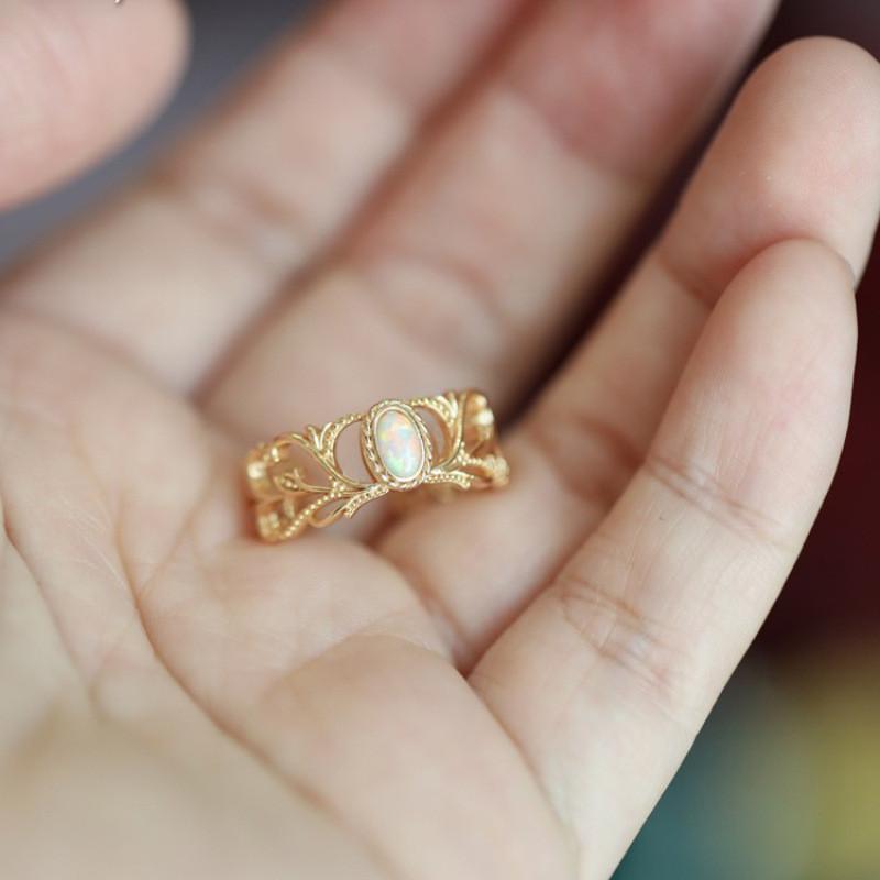 Stunning Retro Pattern Copper Ring For Women Adjustable Size Fashionable Geometry Design