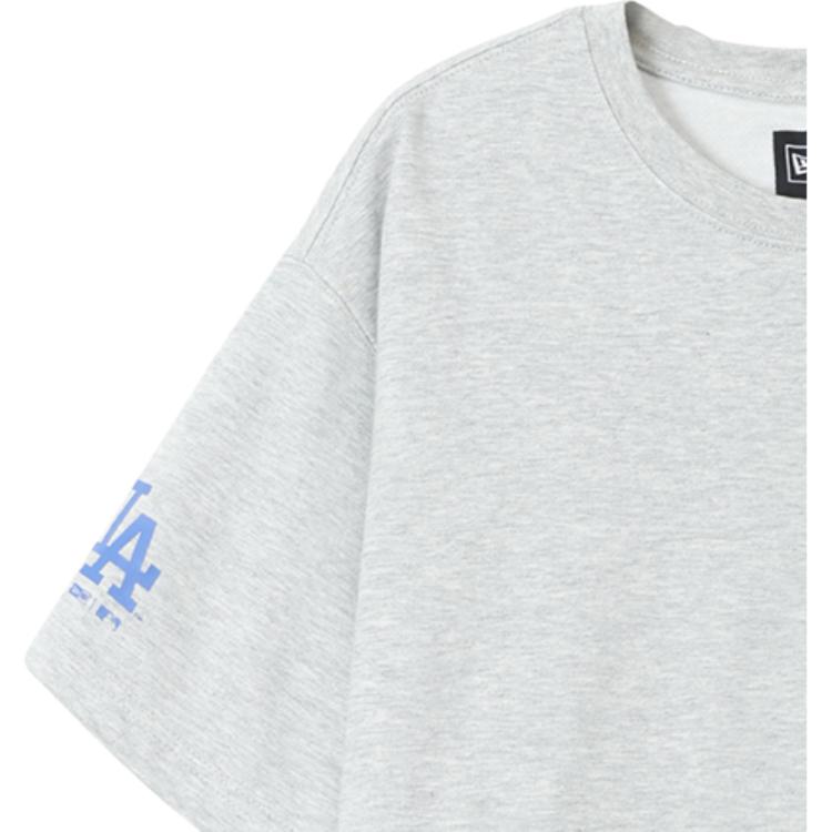 New Era Knit Short Sleeve Tee Acaclub Losdod Gray MLB Los Angeles Dodgers Back Logo Crew Neck T-Shirt Unisex Tops 14726606