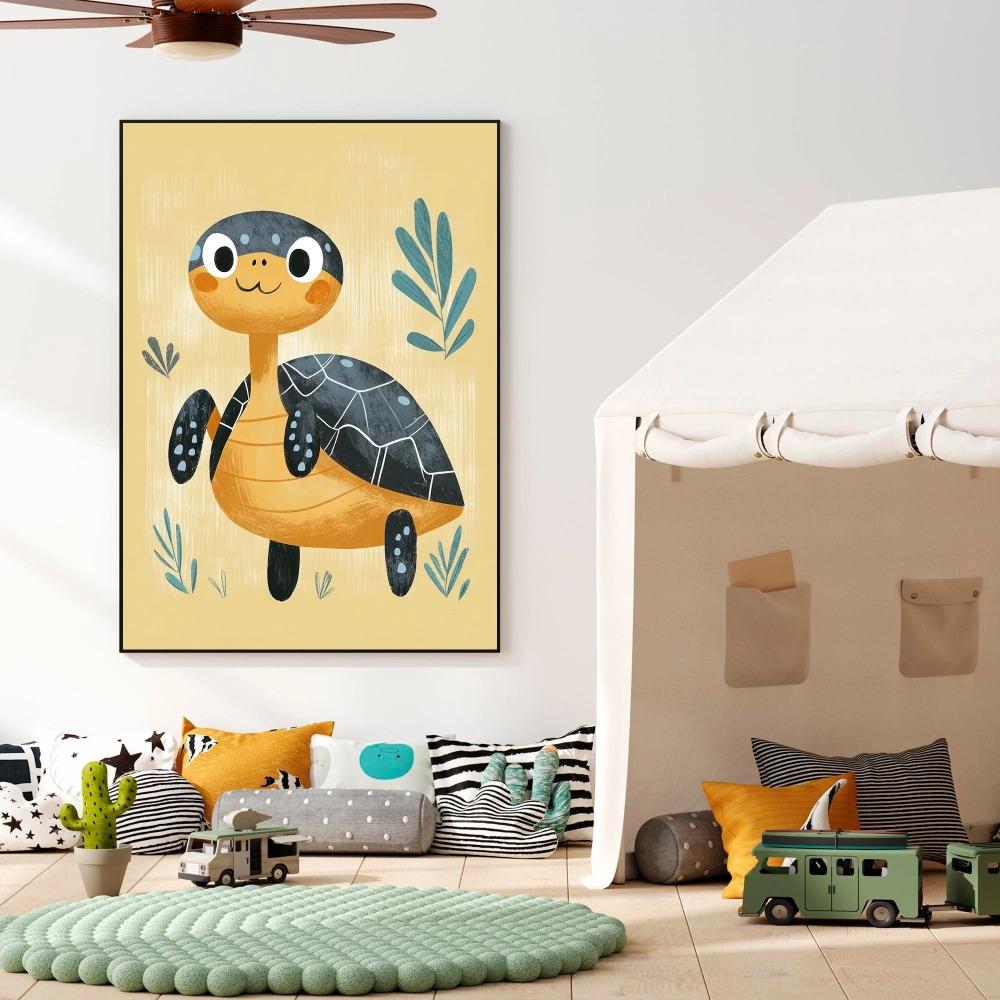 Cute Smiling Cartoon Dolphin Cow Owl Unicorn Posters Expressive Eyes Prints Canvas Painting Wall Picture Home Kid's Room Decor