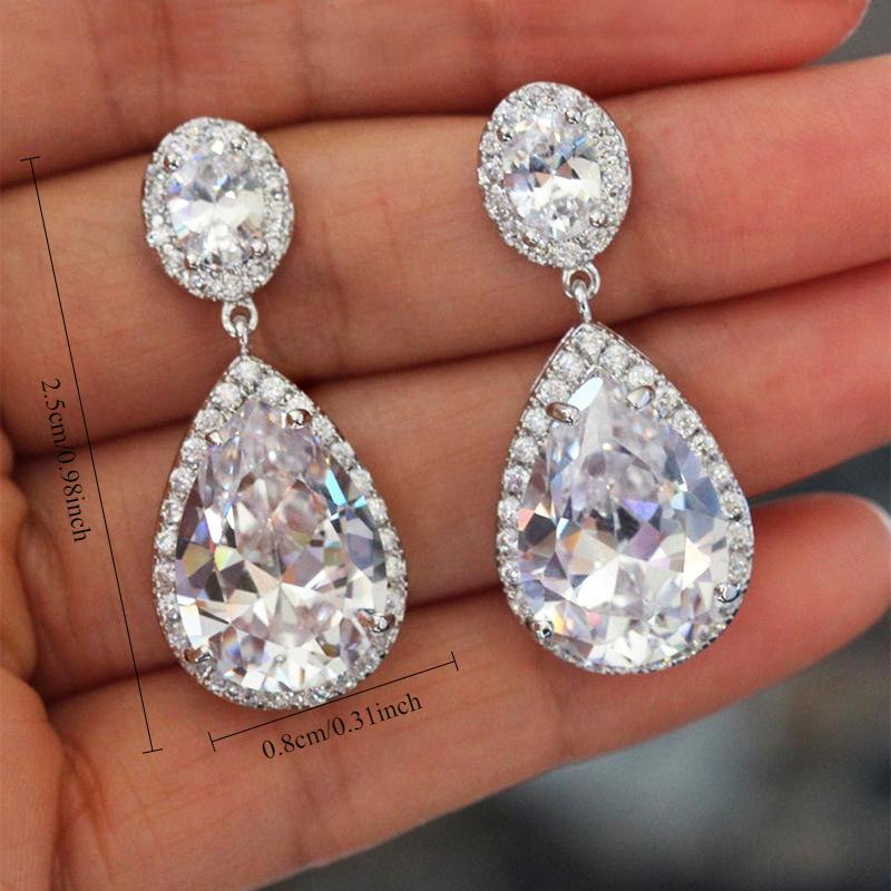 1 para modnych, inkrustowanych syntetycznym cyrkoniem, wysokiej klasy, stylowych i prostych kolczyków.