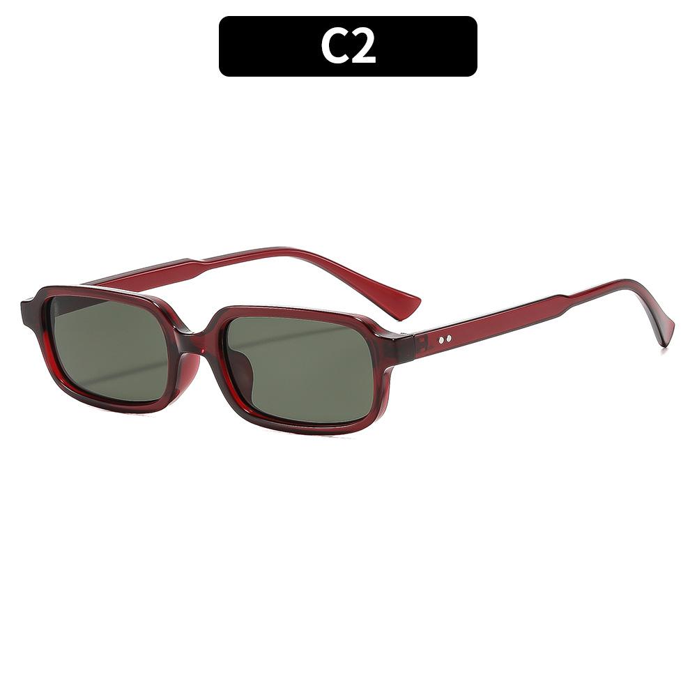 1PC Retro small-frame sunglasses with rivet details—versatile shades for street style, outdoor vacations, driving, and sun protection.