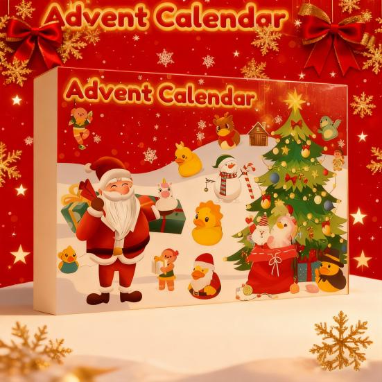2025 Duck Advent Calendar 24 Days Acrylic Ornaments Christmas Countdown Box for Tree Decor Holiday Gift for Family Friends