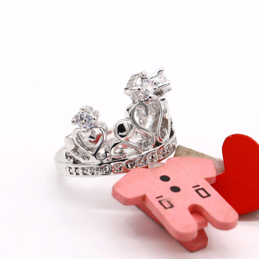 Zircon Crown Ring Women'S Temperament Index Finger Ring Electro/White Gold Jewelry