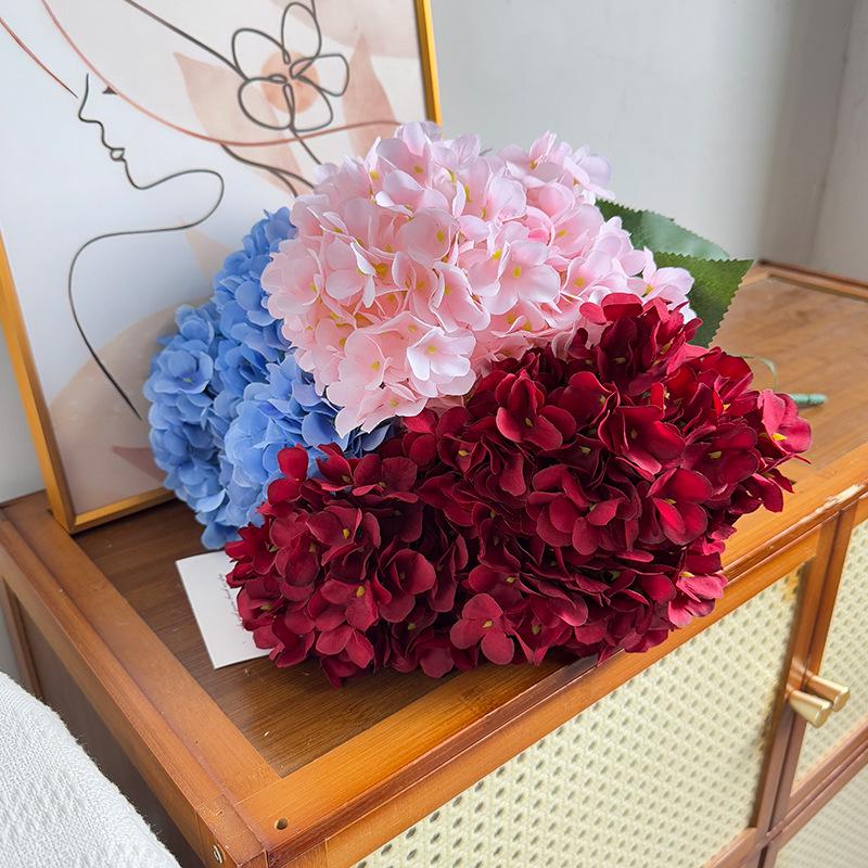 5-Head Silk Hydrangea Fake Flowers for Wedding Décor and Home Arrangements