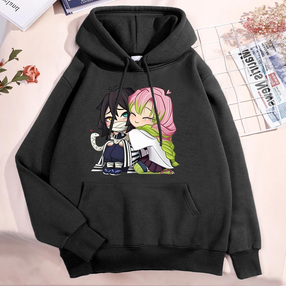 New Anime Cute Kanroji Mitsuri Iguro Obanai Printing Hoodies For Women Men Autumn Winter Sweatshirt Fashion Streetwear Pullover