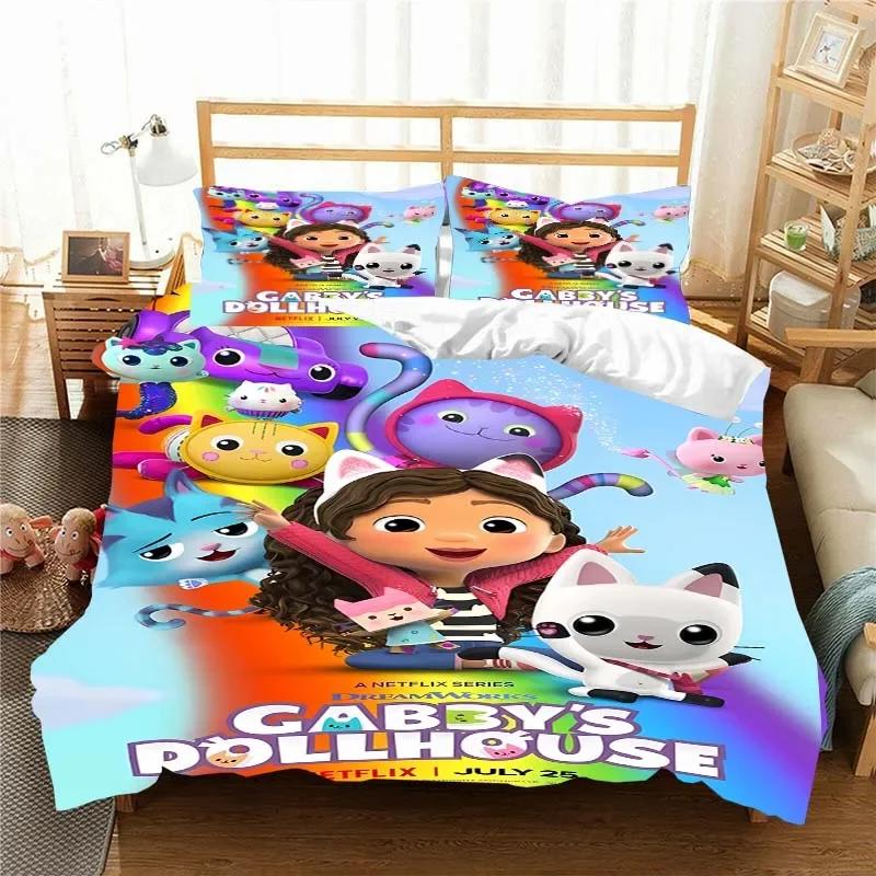 Gabbys D-Dollhouse Ložní souprava Povlak na přikrývku Přikrývka Postel Jednolůžko Dvojlůžko Plná Queen Mládež Děti Dívka Chlapci Dárek Ložní souprava velikosti King
