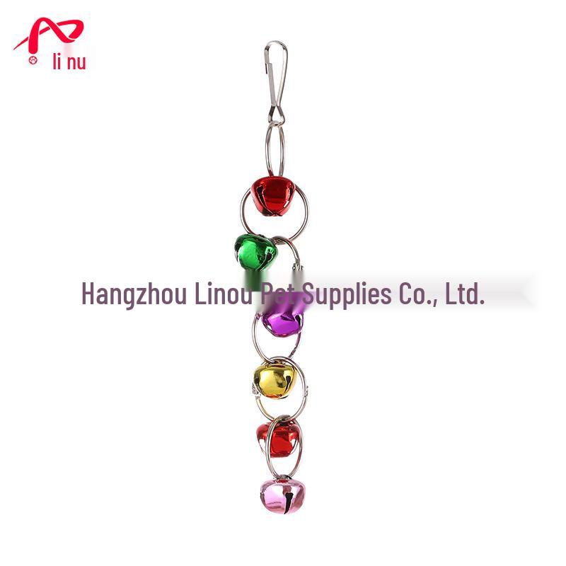 

Tanuki Bird Toy with Bell Chain for Parrots – Hanging, Bite-Resistant Ornament 4 Cross Bell String