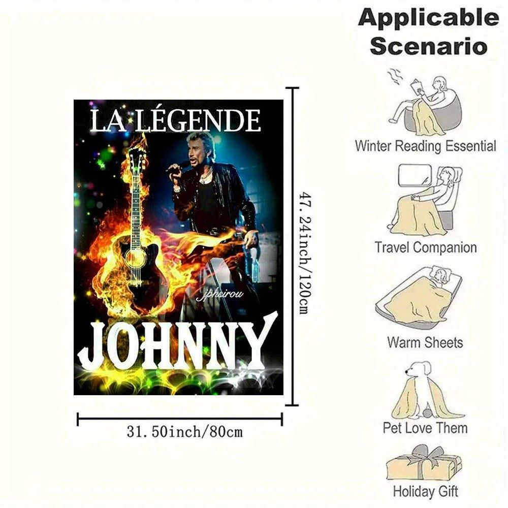 "La Légende Johnny: Fire & Passion Concert Poster"Blanket Flannel Throw Blanket for Sofa, Bed, Travel, Camping, Office, Couch, Chair, And Be