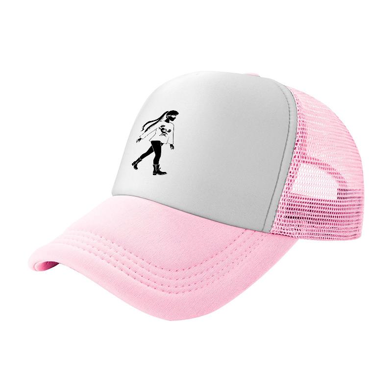 Classic Walking Figure Design Mesh Trucker Hat Breathable Baseball Cap Unisex Streetwear Style Outdoor Fashion Accessory