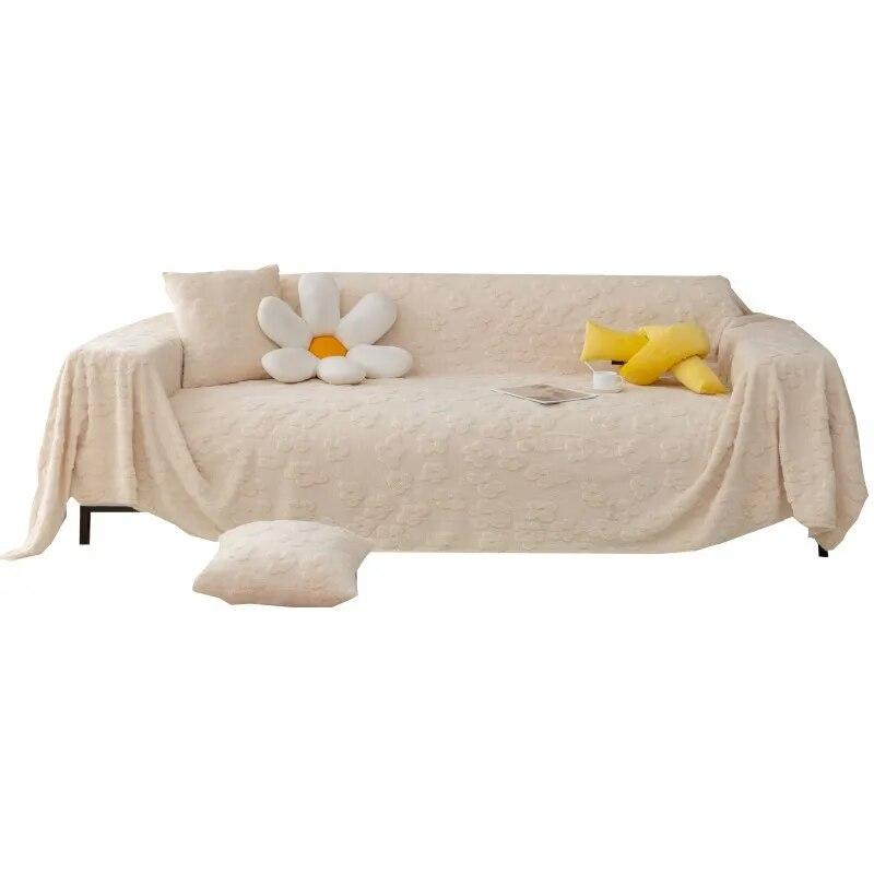 Pluszowa narzuta na sofę do salonu, koc na kanapę, narzuta na sofę, kurz, zabezpieczenie przed zarysowaniem przez kota, pojedynczy, pełny, czterosezonowy
