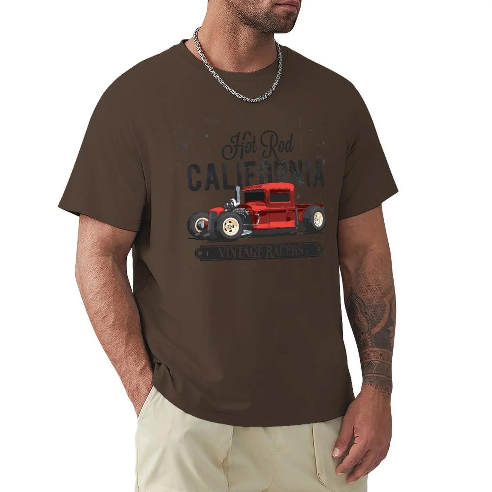 

Футболка Hot Rod California Vintage Футболка Harajuku с коротким рукавом Футболка с графикой из 100% хлопка XXXXXL розовый