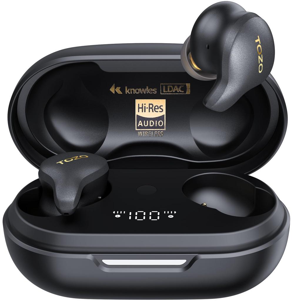 TOZO Golden X1 Wireless Bluetooth Multipoint EQ Dedicated App OrigX LDAC Noise True Wireless IPX6 Balanced Armature Driver Hybrid Dynamic Black