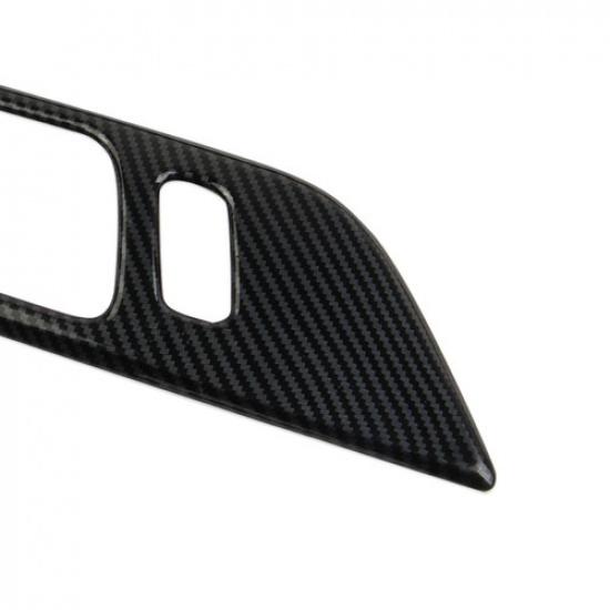 Carbon fiber style inner door handle bowl panel trim cover for Ford Mustang