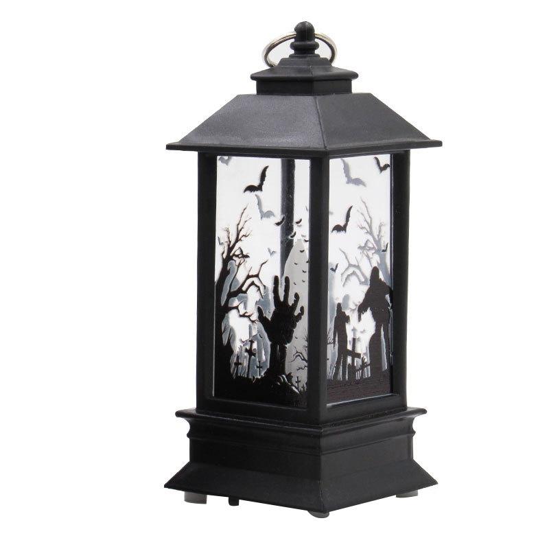 Small Halloween Simulation Flame Light Layout Desktop Decoration Vintage Style Hanging Oil Lamp