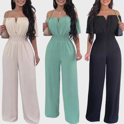 European and American V-Neck One-Shoulder Loose Jumpsuit for Women