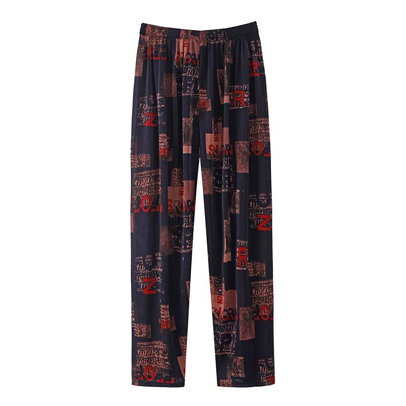 Summer Ice Silk High-Waist Floral Pants Casual, Loose-Fit for Middle-Aged & Elderly Women