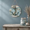 Decorative Hanging Sign Lightweight Wooden Wall Art Sign with Marine Elements Rudder Lifebuoy