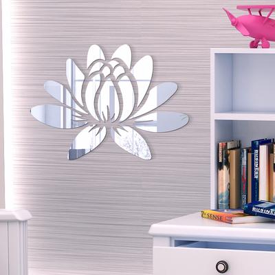 Blooming Lotus Flower Acrylic Mirror Wall Sticker Set DIY Decal Home Mural Decor