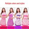 Grembiule Carino Stile Coreano con Stampa Fiocchi e Fiori e Tasche (Design a Rosa)