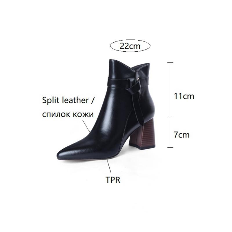 Fashion 2025 Spring Women Boots Split Leather Boots Pointed Toe Chunky Heel Shoes Autumn Zipper Modern Boots for Women High Heel Boots