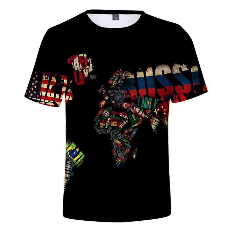 Casual Boys Girls 3d Printed World Map T-shirts Hot Sale Unisex Short Sleeve Tops Clothing