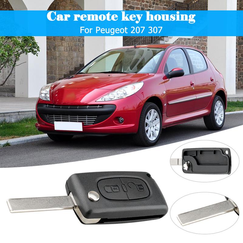 2 Buttons Flip Folding Key Case Black Remote Flip Folding Key Shell Cover Case for Peugeot 207 307