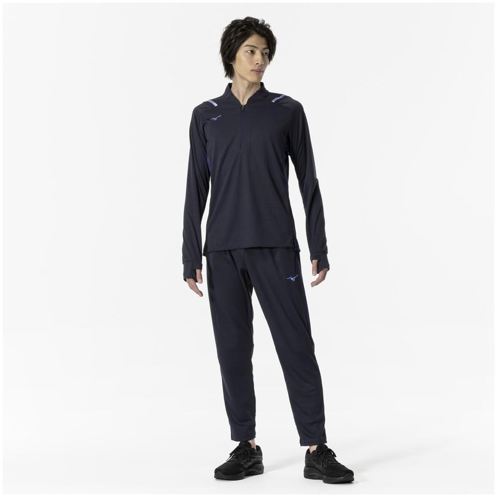 Training Wear Dry Aeroflow Half Zip Shirt Long Sleeve Highly Breathable 32MAA554 Deep Navy S [Mizuno] Men's