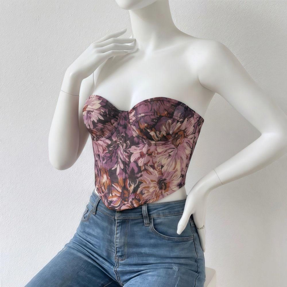 Boned Floral Underwired Corset Multi-Color Strapless Corset Top Women's Shapewear  Daily Streetwear