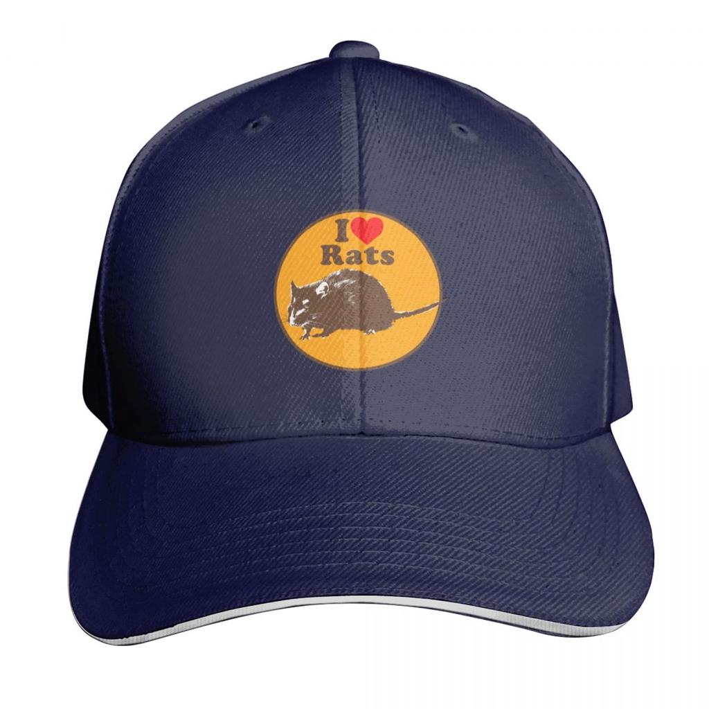 I love Rats design Baseball Cap custom Hat Golf Wear Icon New In The Hat Womens  Unisexs