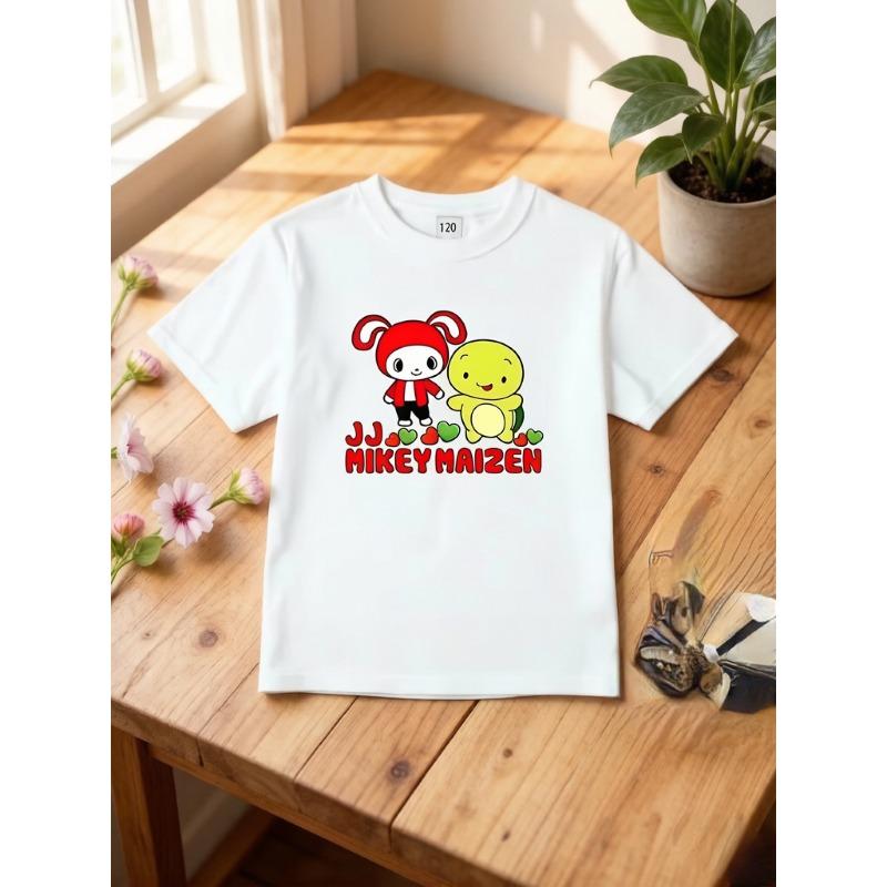 European sizes Fashionable and Cute Cartoon JJ & MIKEY MAIZEN Style T-Shirt, Kids Adorable Printed Top for Boys and Girls, Casual and Comfortable 110 белый