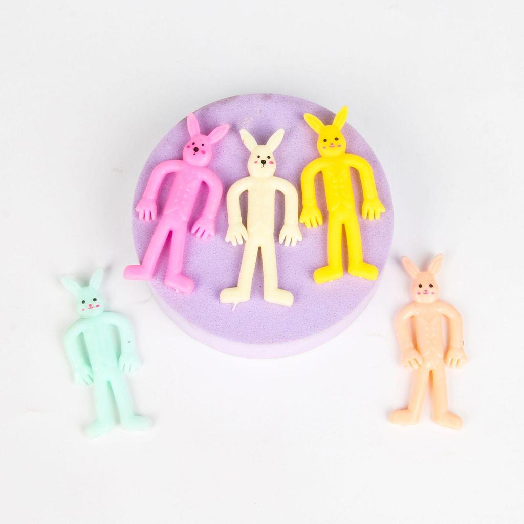TPR Soft Rubber Elastic Easter Macaron Expression Rabbit Decompression Toy