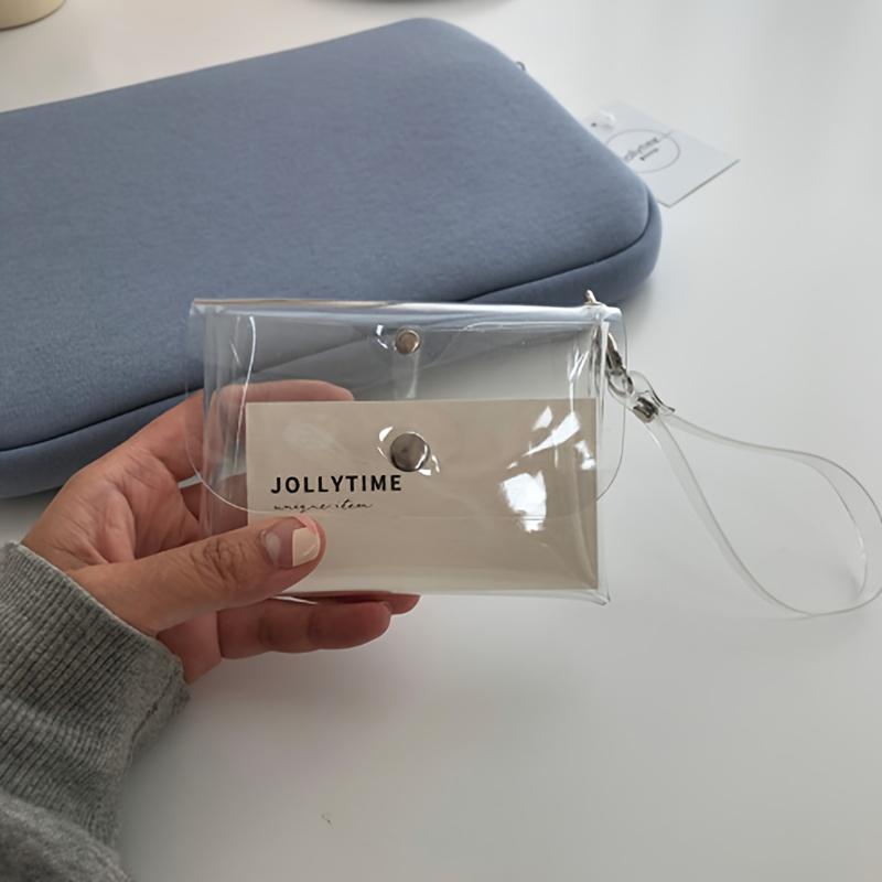 Transparent PVC Coin Purse - Double Layer, Clear Card Wallet with Key Ring Attachment for Women, Everyday Coin Holder|Sleek Design|Functional Design