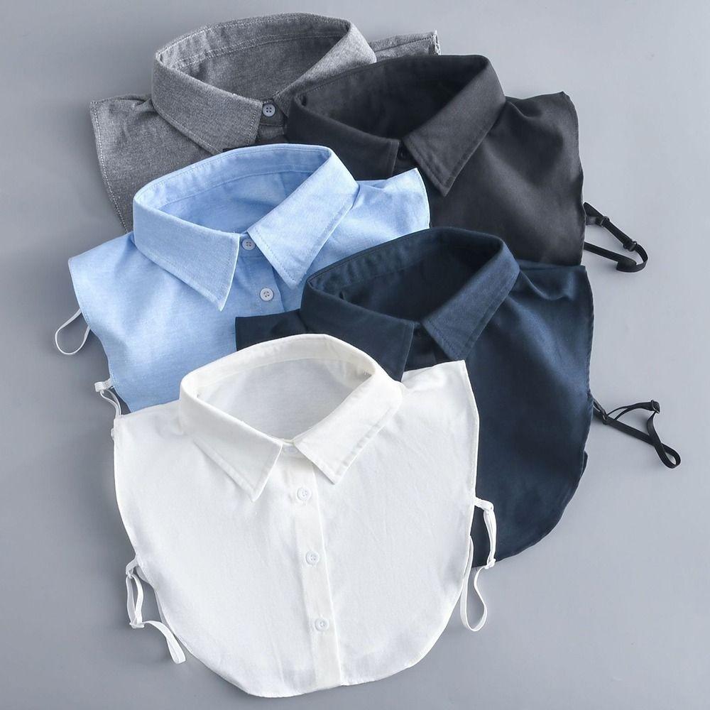 Women Clothes Accessories Detachable Fake Collar Cotton Solid Color Neckline False Collar