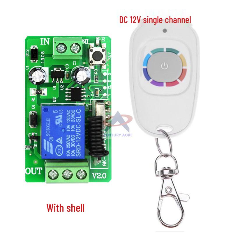 DC12V Single-Channel Learning Code Remote Switch with Jog Controller & Single-Button Remote