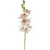Gelber Künstlicher Cymbidium-Orchideenstiel, Kunstorchidee mit Blüten & Knospen, Kunstblume für Heimvasendekor