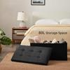 YOUDENOVA Storage Ottoman Storage Step Suitable for Living PU Load Capacity 160kg Stool, Folding, Two-Seater, Storage, Chair, Footrest, Stool,