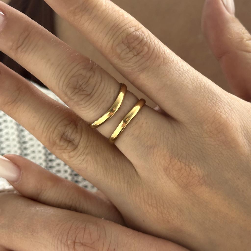 Stainless Steel Gold Color Starfish Shell Opening Rings For Women Men Vintage Geometric Metal Texture Finger Ring Party Jewelry