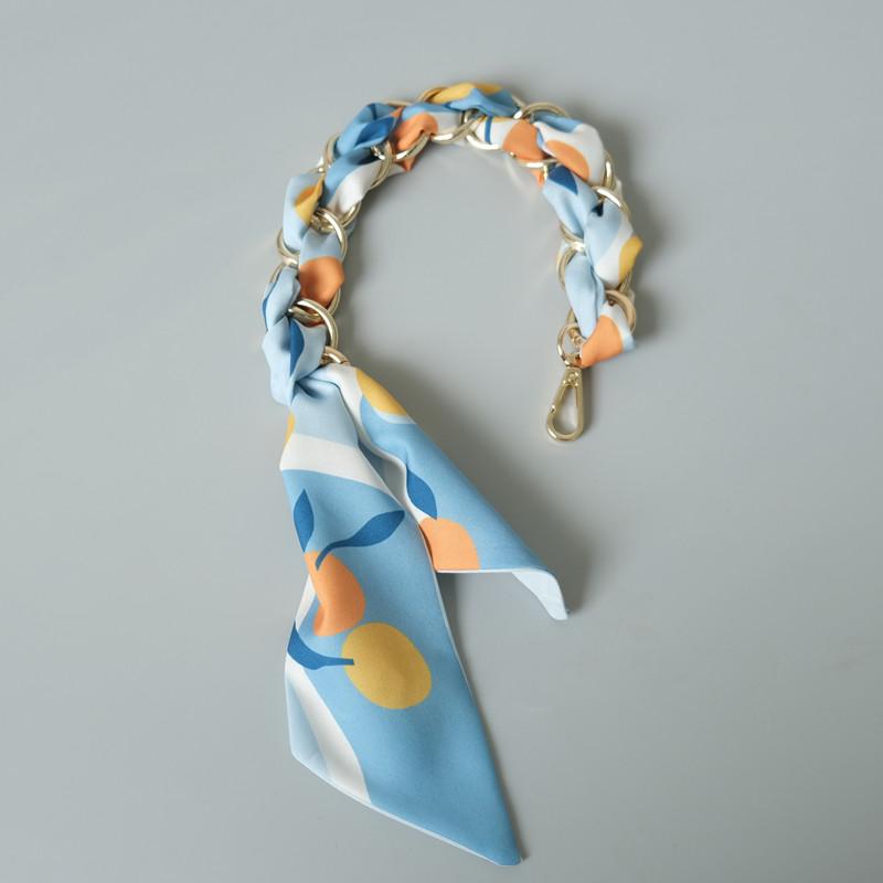 

Новая мода весна-лето женская сумка аксессуар часть цепи съемная замена цветочный шелковый хлопковый шарф ремешок женская цепочка 36CM синий