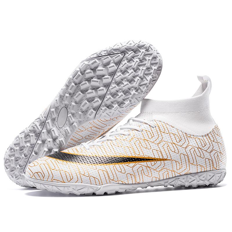 New Children's Football Shoes Men's Broken Nails Long and Short Nails Female Students Flat Artificial Turf High-top Sneakers