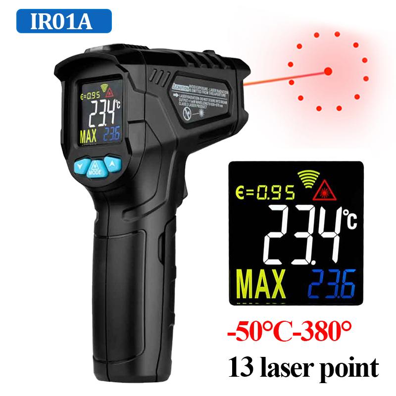 Digital Infrared Thermometer Laser Temperature Meter Non-contact Pyrometer Imager Hygrometer IR Termometro Color LCD Light Alarm