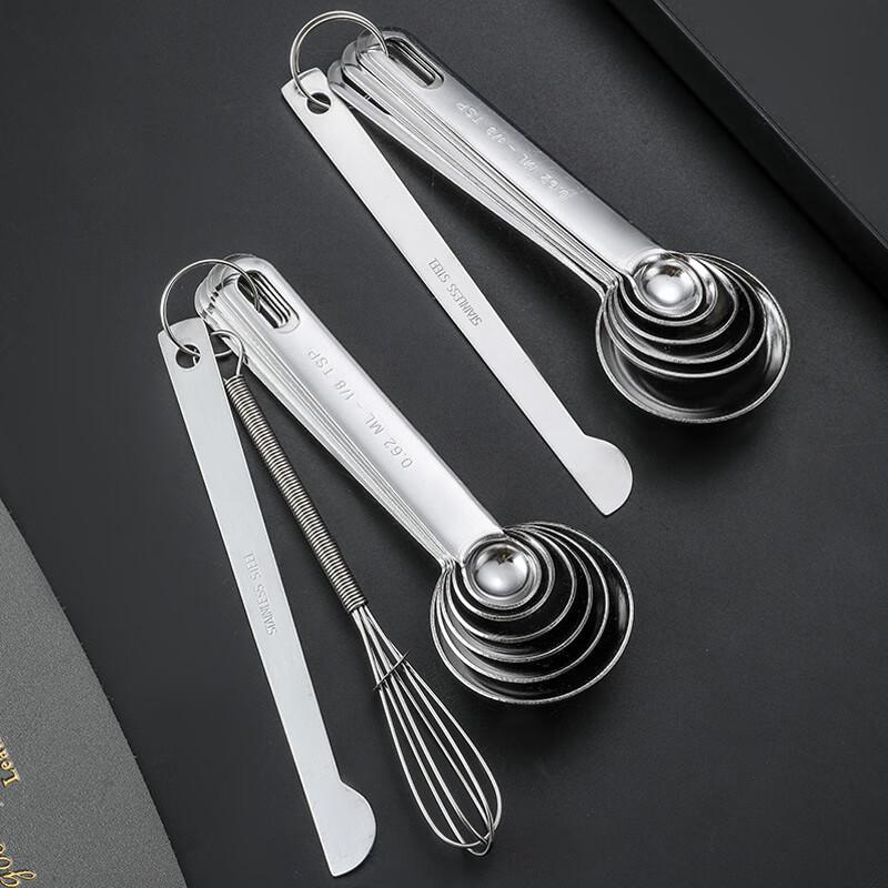 ZISIZ Stainless Steel Measuring Spoons & Coffee Bag Clips Set