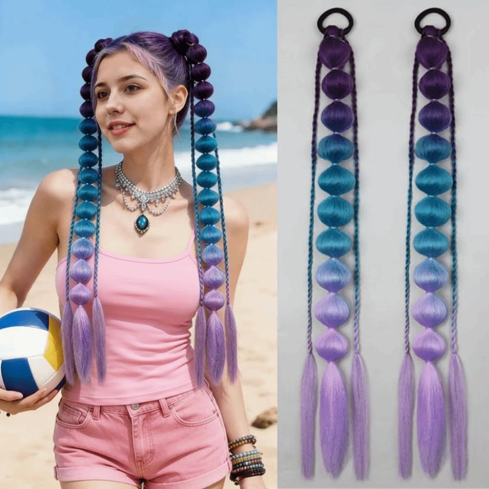2Pcs Colorful Twist Braid Bulk Lantern Braid Braided Ponytails Natural Bubble Jumbo Braid for Women