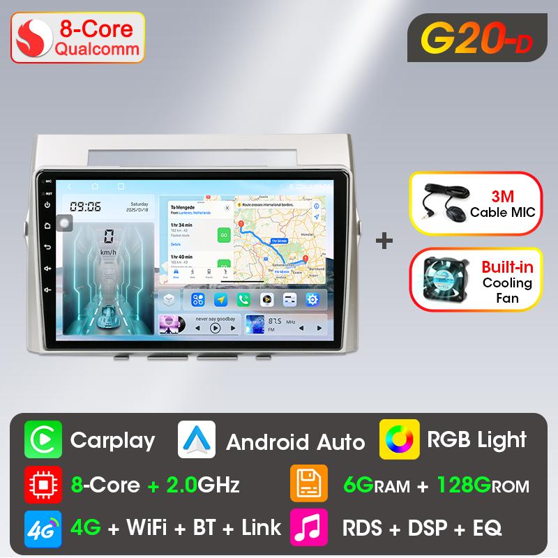 Autoradio pour Toyota Verso Corolla 2004 2005 2006 2007 2008 2009, écran Carplay sans fil, Android Auto, Navigation GPS, stéréo 2din
