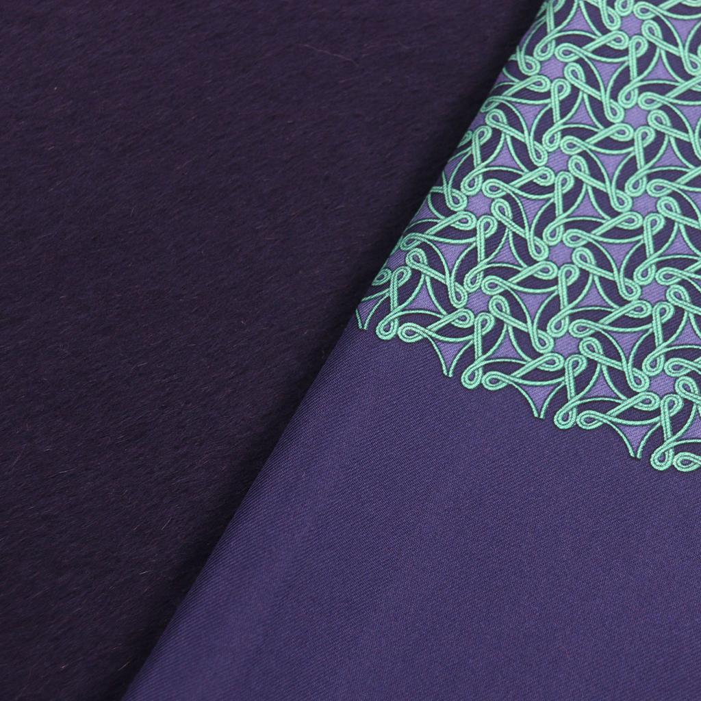 Excellent HERMES Scarf Navy Green Silk Mens Used